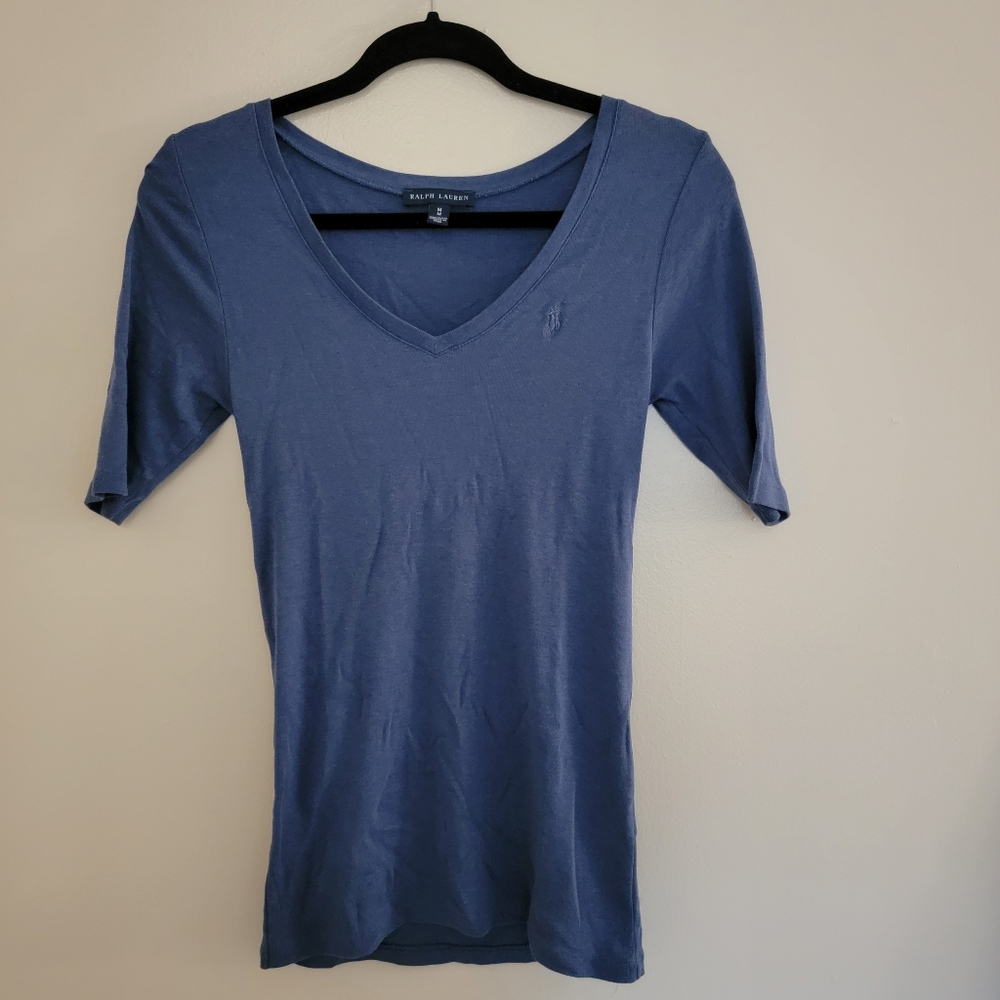 Ralph Lauren Blue V Neck Tee Shirt